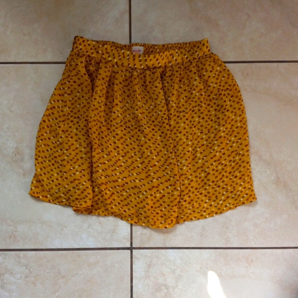 Mossimo Supply Co. Yellow, Brown, White Polka Dot Mini Skirt